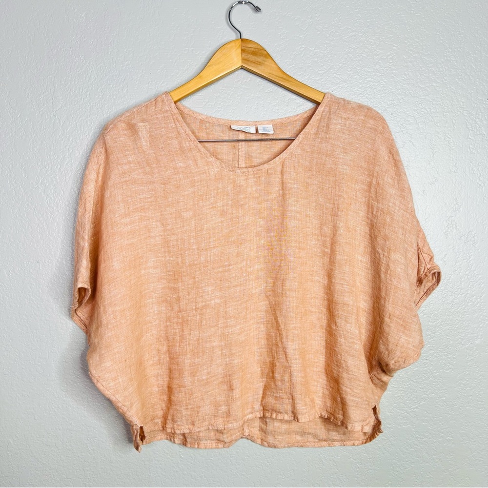 Relaxed Peach Linen Blend Women's Top